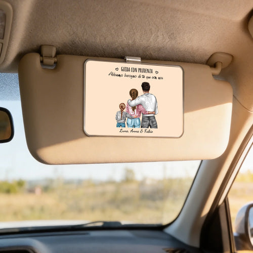 Clip acrilico personalizzato per parasole auto Ogni giorno con stampa foto famiglia – Motiv 2