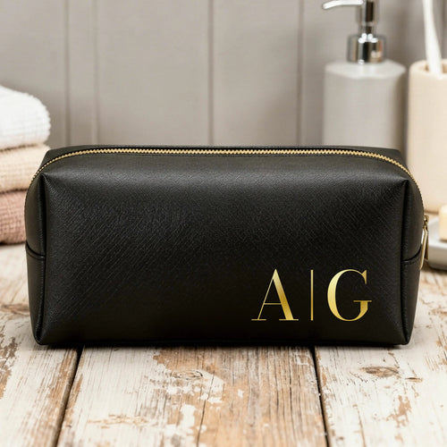 Beauty case uomo personalizzato con iniziali, pelle PU robusta, stampa DTF colori brillanti – Motiv 2