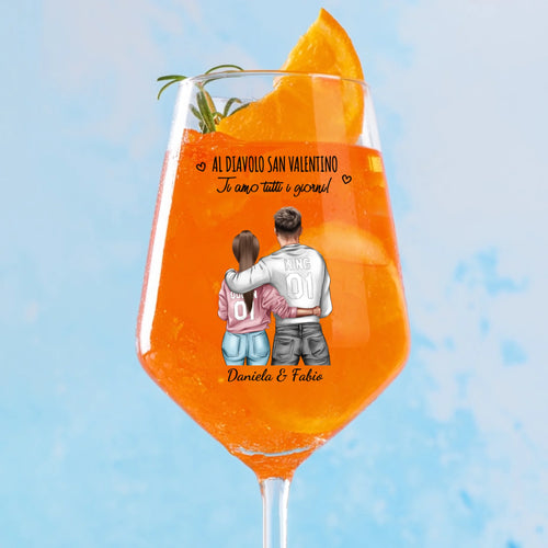 Calice vino personalizzato per coppie San Valentino, 450 ml, stampa intensi colori UV-DTF – Motiv 2