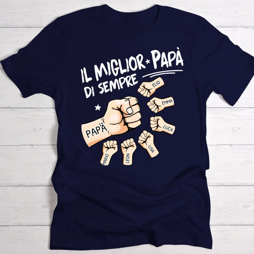 T-Shirt scura personalizzata papà in cotone con stampa Il miglior papà di sempre, ideale come regalo per la Festa – Motiv 2