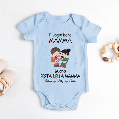 Body neonato personalizzato con nome per Festa della Mamma e del Papà, in materiale morbido e confortevole – Motiv 2