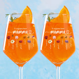 Il giardino della mamma – Calice da vino personalizzato con fiori di nascita per mamma e nonna