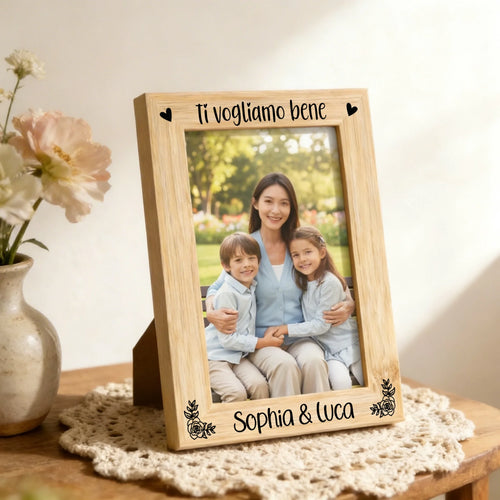 Bilderrahmen aus Holz mit personalisierter Gravur für die Mutter, Familie und Freunde – Motiv 2
