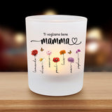 Il giardino di mamma – Portacandela personalizzato con fiori e i nomi dei bambini per mamma e nonna