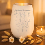 Regalo personalizzato: portocandela bianco a argento con incisione dei nomi - realizzato da Love & Faith