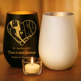 Regalo personalizzato: portacandela nero/oro e bianco/argento con incisione dei nomi - realizzato da Love & Faith