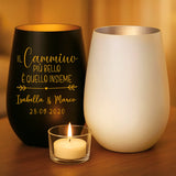 Regalo personalizzato: portacandela nero/oro e bianco/argento con incisione dei nomi - realizzato da Love & Faith