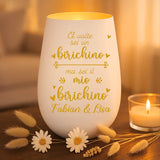 Regalo personalizzato: portacandela bianco e oro con incisione dei nomi - realizzato per Love & Faith