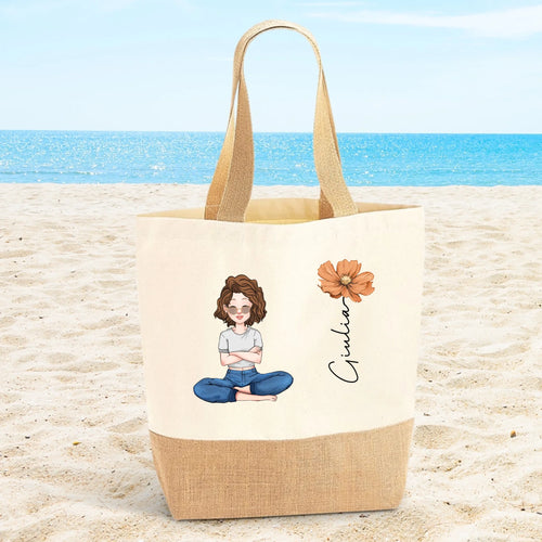 Borsa personalizzata Summervibes con grafica e nome, ideale per spiaggia e spesa – Motiv 2