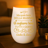 Regalo personalizzato: portacandela bianco e oro con incisione dei nomi - realizzato da Love & Faith