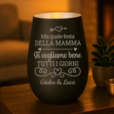 Regalo personalizzato: portacandela nero e argento con incisione dei nomi - realizzato par Love & Faith