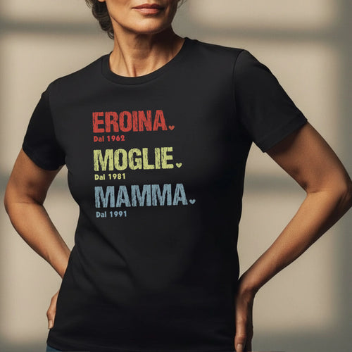 T-Shirt personalizzata donna Festa della Mamma cotone stampa DTF, personalizzabile con nome e design – Motiv 2