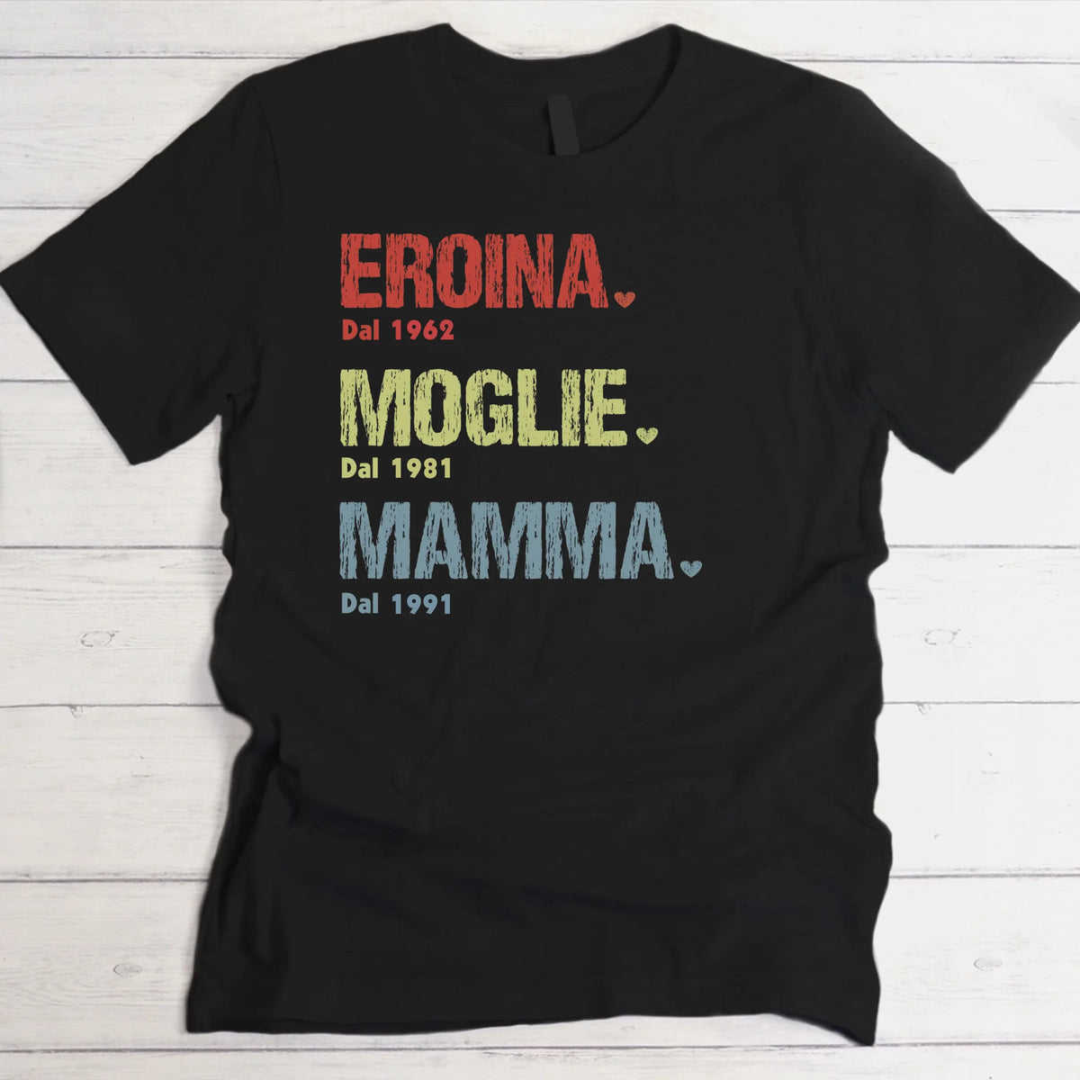 T-Shirt personalizzata donna Festa della Mamma in cotone con stampa DTF, personalizzabile con nome