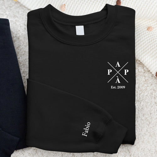 Maglione personalizzato Papa con nomi figli e design moderno in stampa DTF