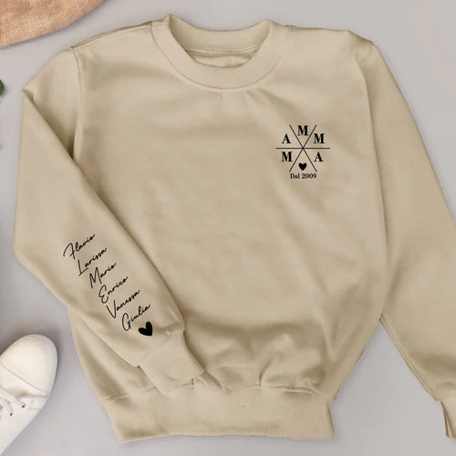 Sweater personalizzato Mamma con nomi bambini, design moderno in stampa DTF, materiale morbido premium – Motiv 2