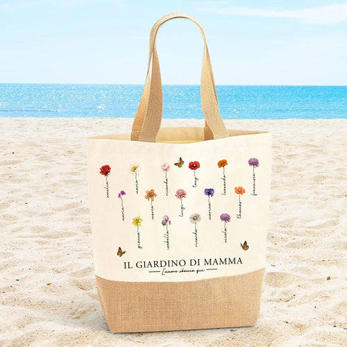 Borsa personalizzata mamma nonna con fiori e nomi, manici solidi, regalo Muttertag – Motiv 2