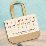 L'amore sboccia qui - Borsa personalizzata per mamma e nonna con fiori e nomi