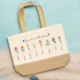 Borsa personalizzata per la nonna con fiori e nome, manici solidi, materiale robusto – Motiv 3