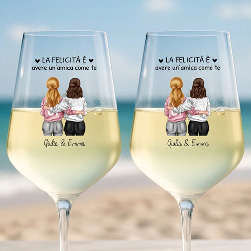 Calice da vino personalizzato con design Bestie per sempre per migliori amiche, stampa UV-DTF colorata – Motiv 2