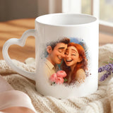 Regalo personalizzato - tazza bianca con manico a forma di cuore e nome personalizzato - realizzata da Love & Faith