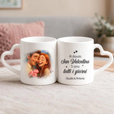 Regalo personalizzato - tazza bianca con manico a forma di cuore e nome personalizzato - realizzata da Love & Faith