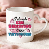 Regalo personalizzato - tazza bianca con manico a forma di cuore e nome personalizzato - realizzata da Love & Faith