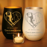Regalo personalizzato: portacandela nero/oro e bianco/argento con incisione dei nomi - realizzato da Love & Faith