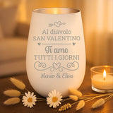 Regalo personalizzato: portocandela bianco a argento con incisione dei nomi - realizzato da Love & Faith