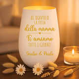 Regalo personalizzato: portacandela bianco e oro con incisione dei nomi - realizzato per Love & Faith
