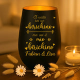 Regalo personalizzato: portacandela nero e oro con incisione dei nomi - realizzato da Love & Faith