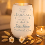 Regalo personalizzato: portocandela bianco a argento con incisione dei nomi - realizzato da Love & Faith