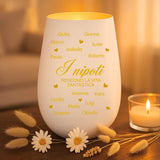 Regalo personalizzato: portacandela bianco e oro con incisione dei nomi - realizzato per Love & Faith
