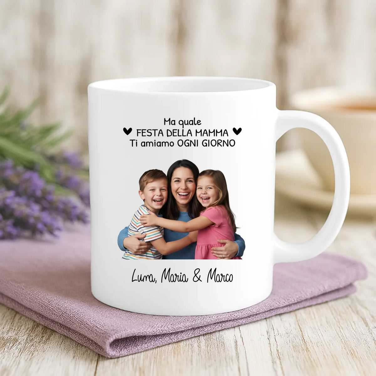 Regalo personalizzato - tazza bianca con frase e nome personalizzati - realizzata da Love & Faith