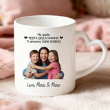 Regalo personalizzato - tazza bianca con manico a forma di cuore e nome personalizzato - realizzata da Love & Faith