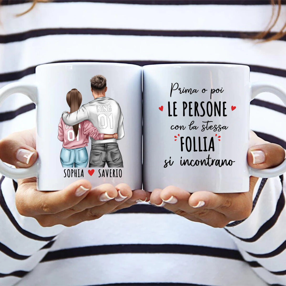 Tazza personalizzata per coppie Con Te con frasi divertenti, stampa sublimatoria nitida, adatta a lavastoviglie e microonde