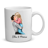 Tazza personalizzata per coppie Non ti lascio scappare con illustrazione custom, regalo San Valentino – Motiv 3