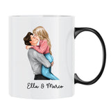 Tazza personalizzata per coppie Non ti lascio scappare con illustrazione custom, regalo San Valentino – Motiv 10