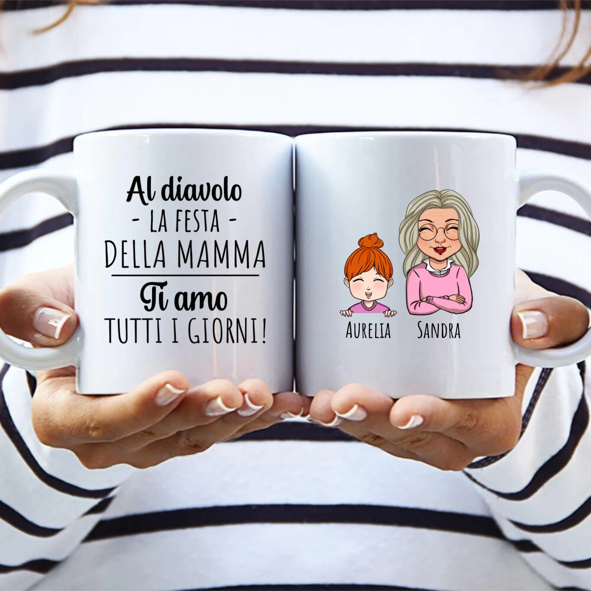 Tazza personalizzabile Ti amiamo per genitori, sublimazione nitida, lavastoviglie
