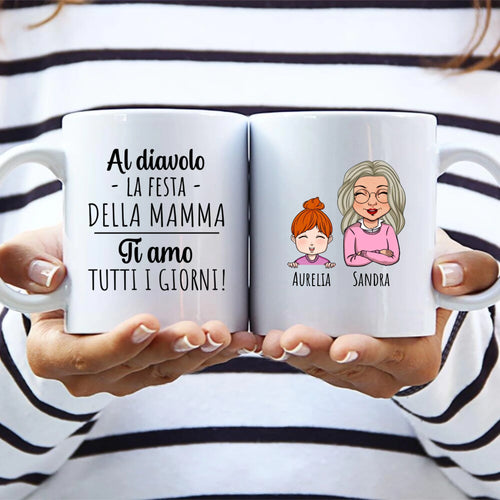 Tazza personalizzabile Ti amiamo per genitori, sublimazione nitida, lavastoviglie
