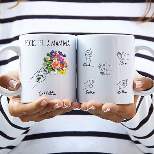 Tazza personalizzabile Fiori per la mamma con stampa precisa, adatta a lavastoviglie e microonde