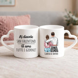Regalo personalizzato - tazza bianca con manico a forma di cuore e nome personalizzato - realizzata da Love & Faith