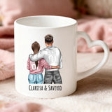 Regalo personalizzato - tazza bianca con manico a forma di cuore e nome personalizzato - realizzata da Love & Faith