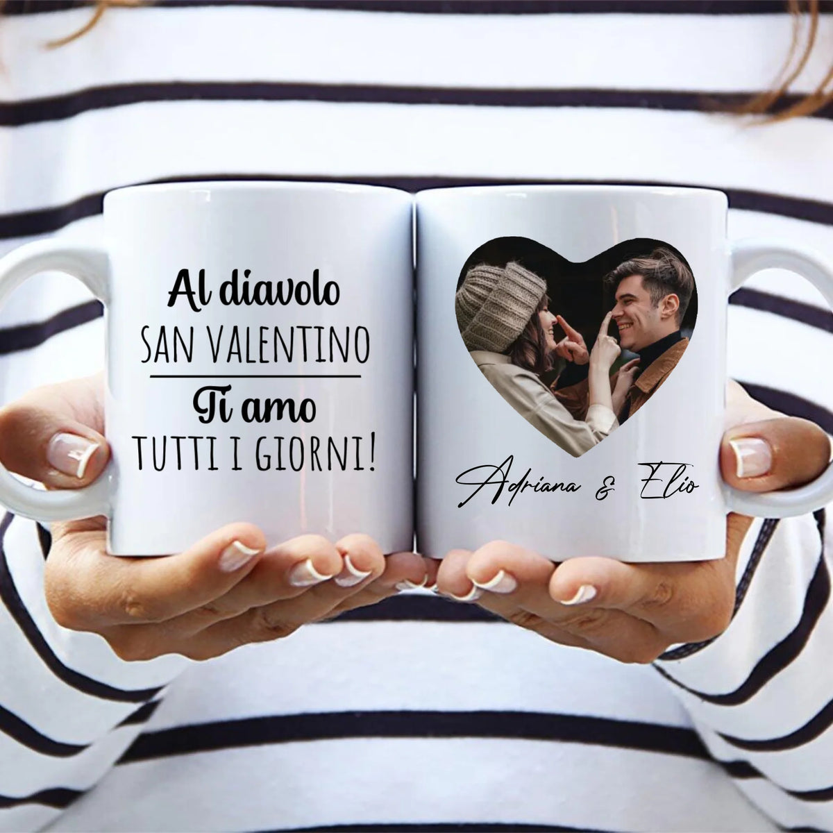 Tazza personalizzata per coppia San Valentino con stampa nitida, adatta a lavastoviglie e microonde