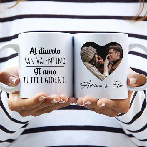 Tazza personalizzata per coppia San Valentino con stampa nitida, adatta a lavastoviglie e microonde
