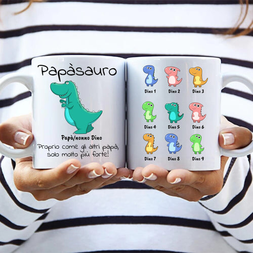 Tazza personalizzata Papasaurus per genitori - caffè tè con stampa sublimazione