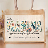 Borsa personalizzata Questa Mamma per mamma e nonna con manici solidi, personalizzabile con nome e design