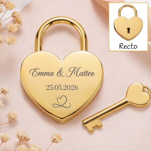 Herzschloss personalizzato Ti amo con incisione per coppie, design romantico