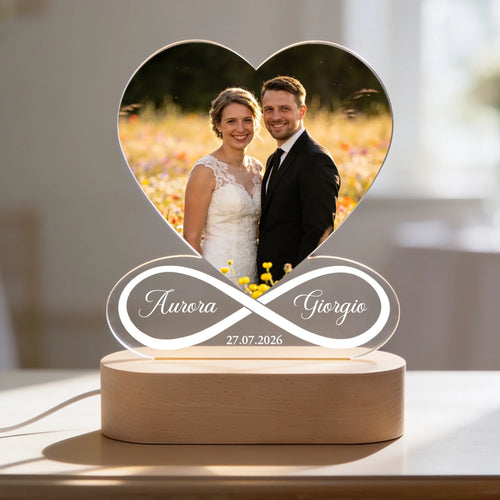 Luce LED personalizzata per coppie Noi due con foto caricabili, ideale per anniversari e regali romantici – Motiv 2