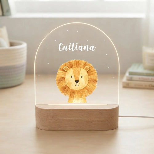 Luce notturna LED personalizzata per bambini con animali teneri e nome inciso – Motiv 2