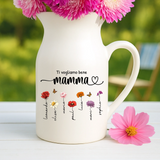 Vaso personalizzato bianco con fiori e nomi per mamme e nonne, decorazione floreale a tema giardino – Motiv 2